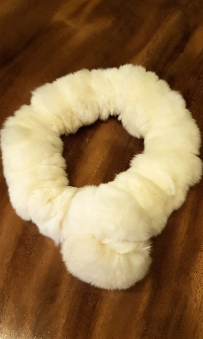 Authentic rabbit fur collar fur scarf fluffy ivory white rabbit fur
