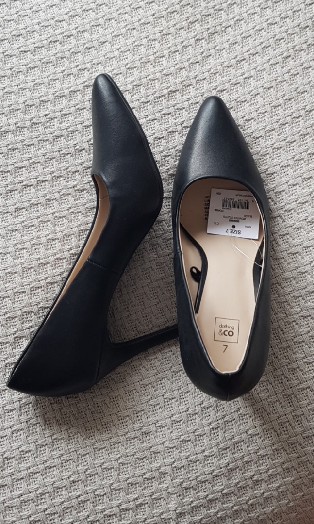 Black leather pump heels Stilettos