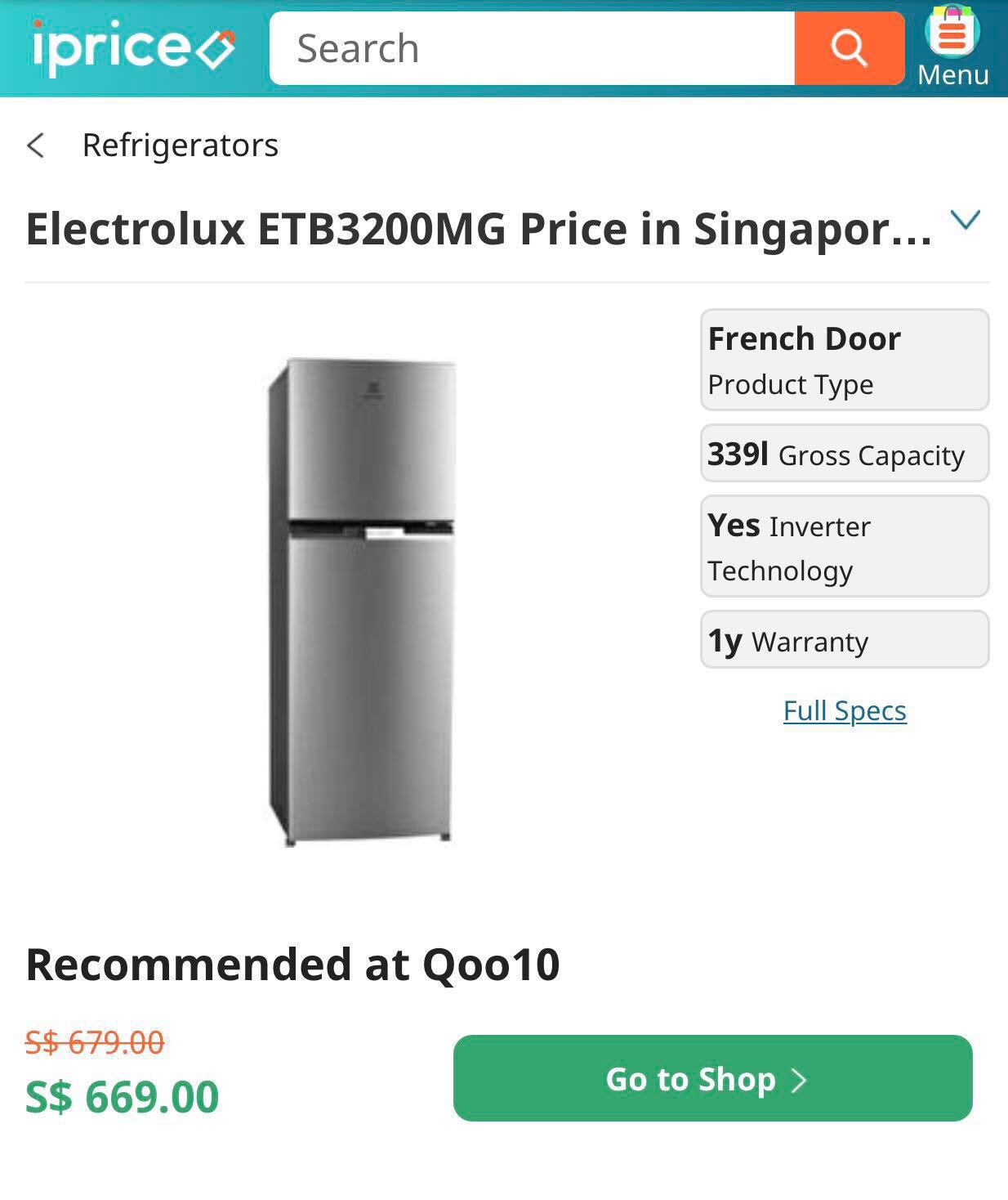 Brand New Electrolux Refrigerator ETB3200MG (Silver), TV & Home