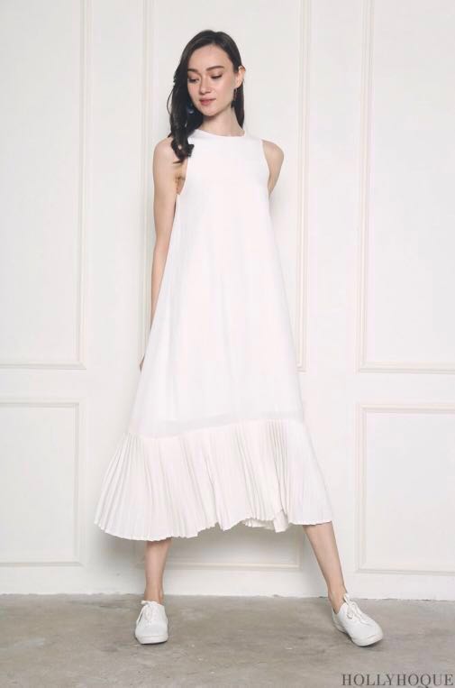 White Pleated Maxi Dress