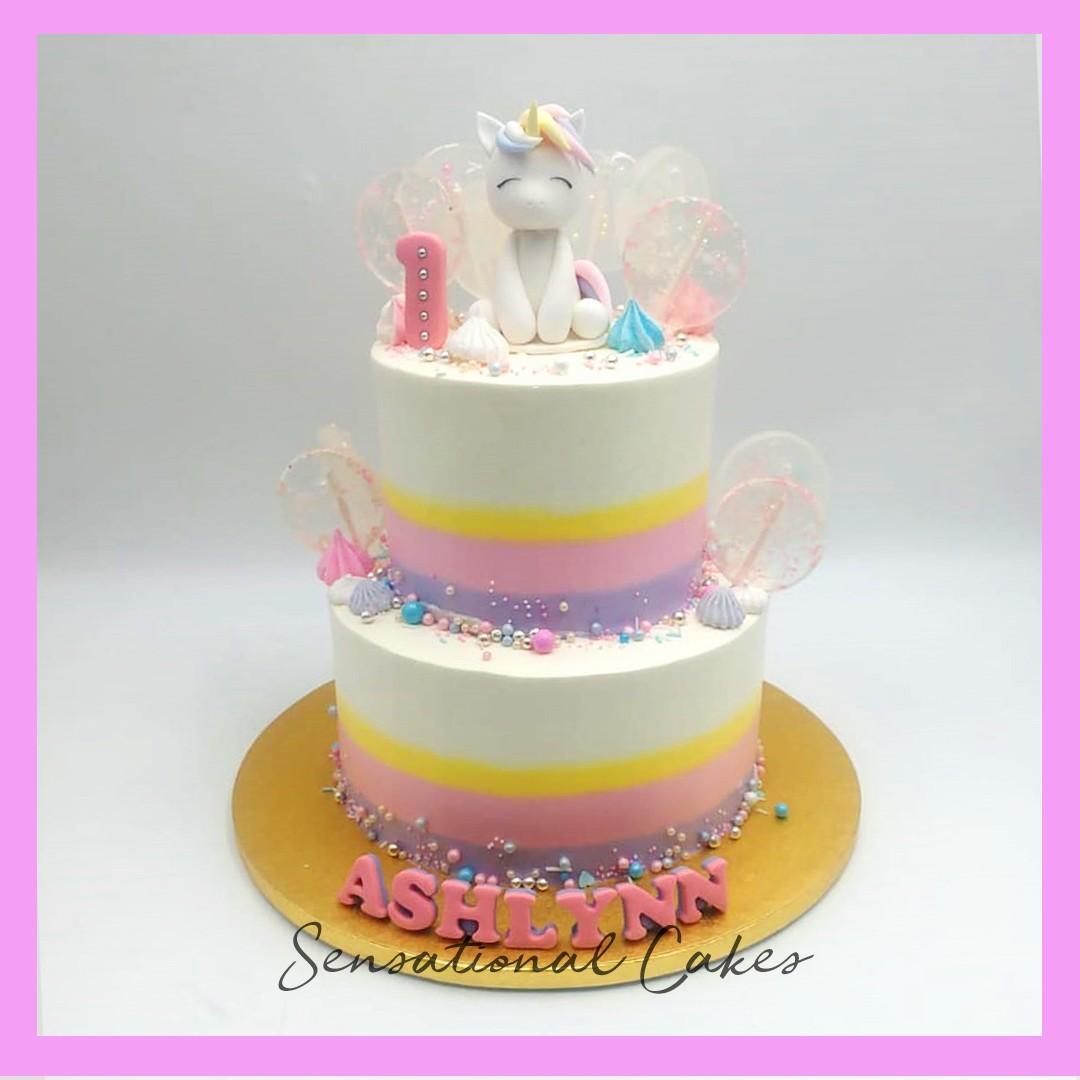 Little Pony Unicorn Pastel 2tier Cream Customized Cake With Sugar