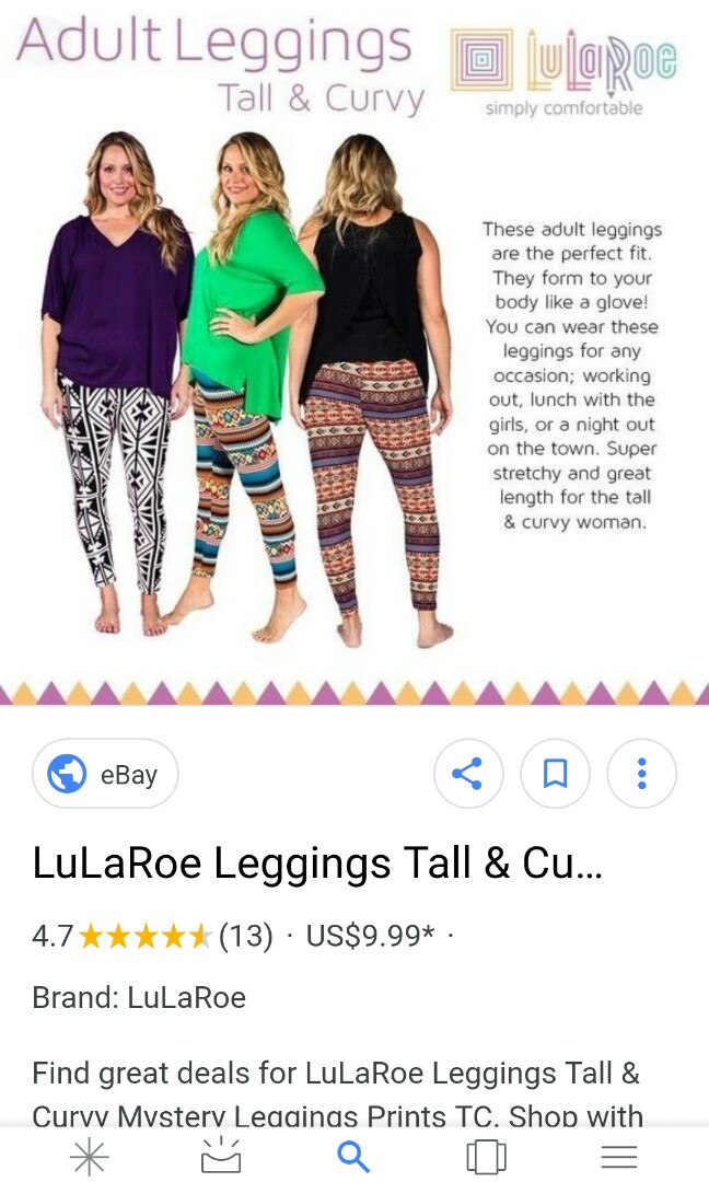 TC LuLaRoe Womens Leggings Size Tall & Curvy Blue Tan Rn 142161