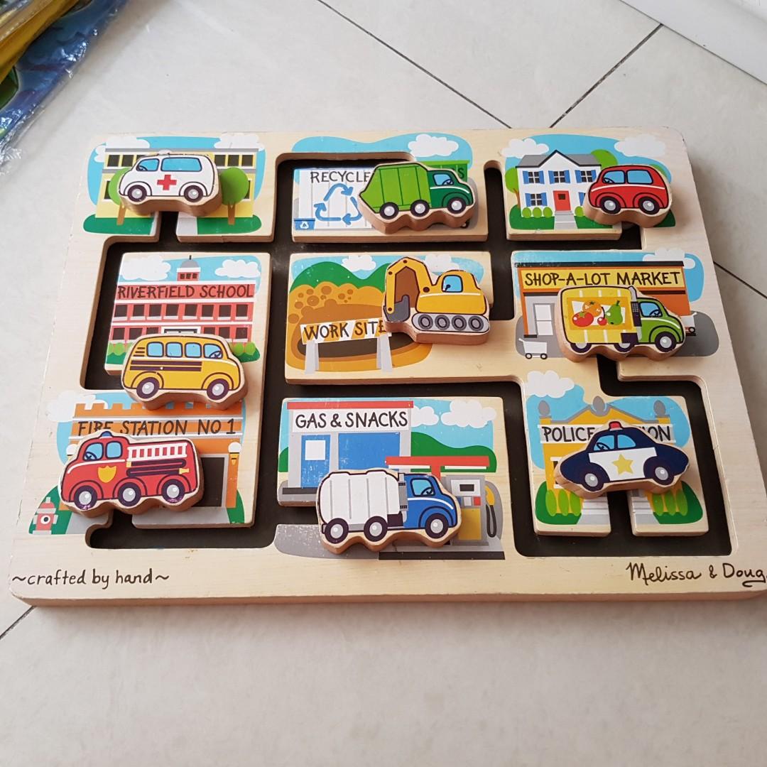 melissa and doug wooden vehicles maze puzzle