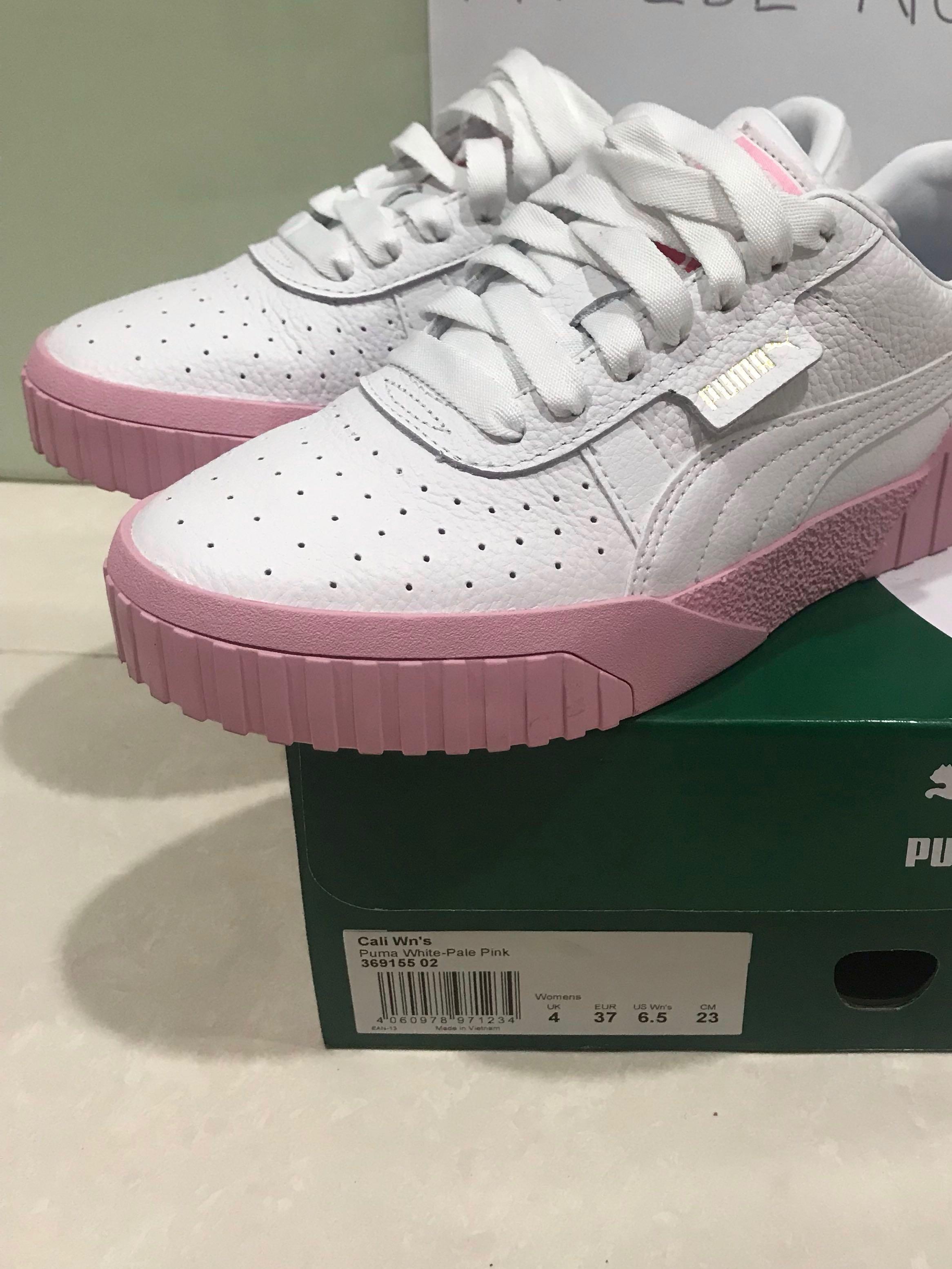 Puma Cali white and pink trainers 