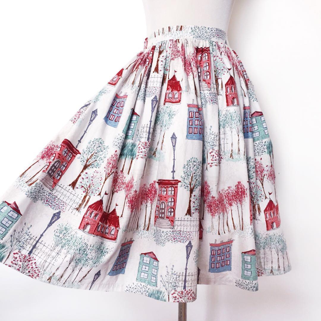Retro 1950 S Style Novelty English Town Skirt Women S Fashion