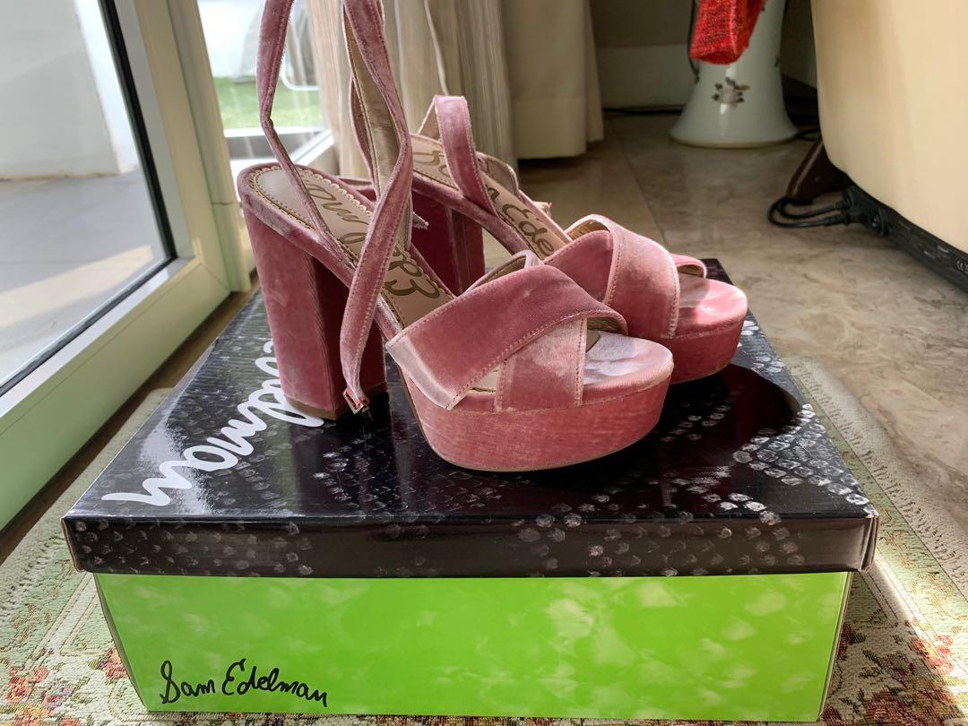 sam edelman pink velvet heels