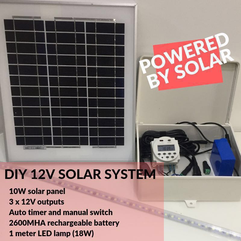 Solar Panel Charger Diy System With Battery For Led Lamp Photo