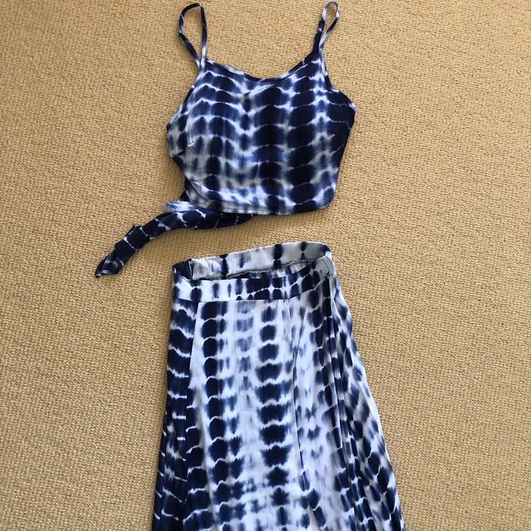 maxi skirt with matching crop top