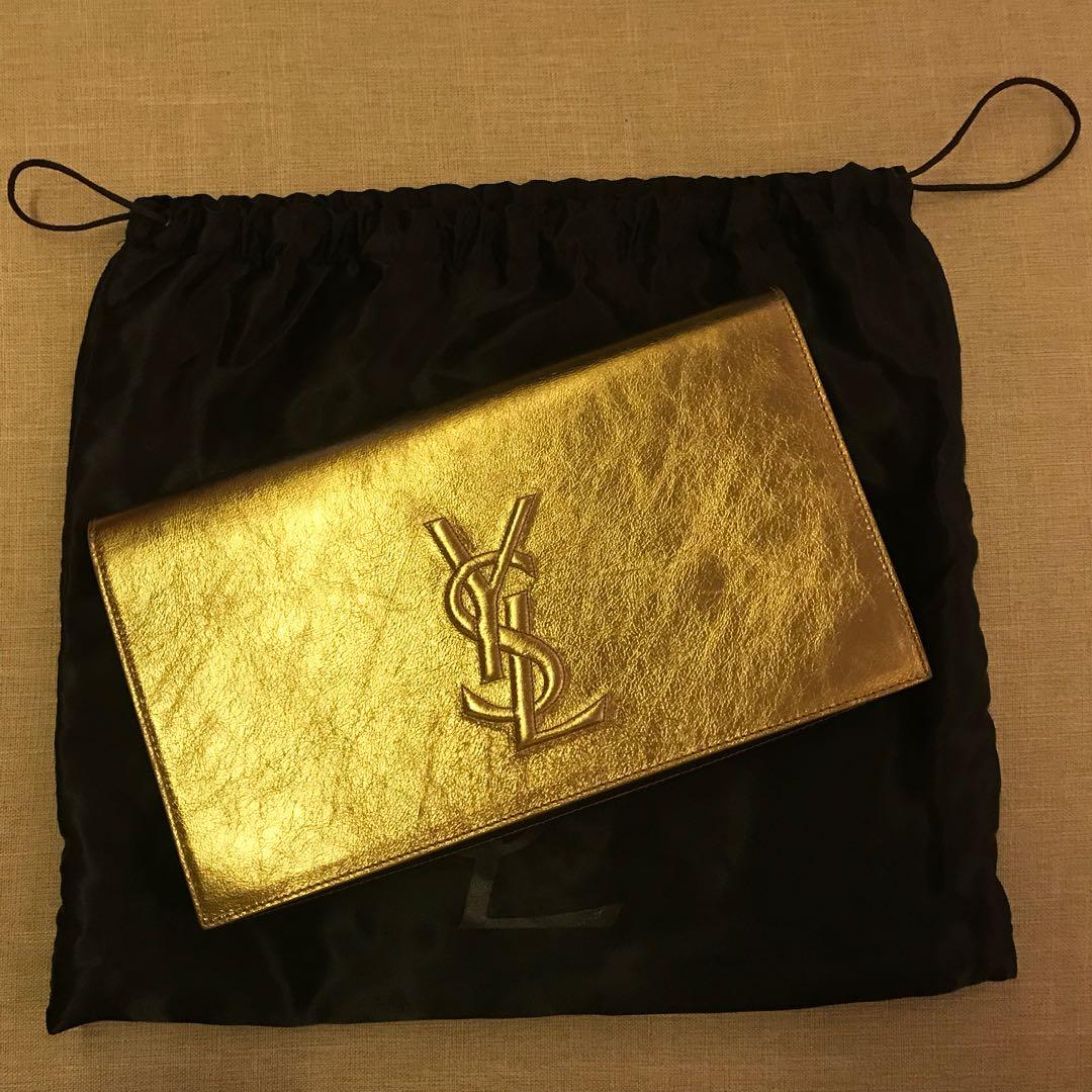 Gold ysl best sale clutch bag
