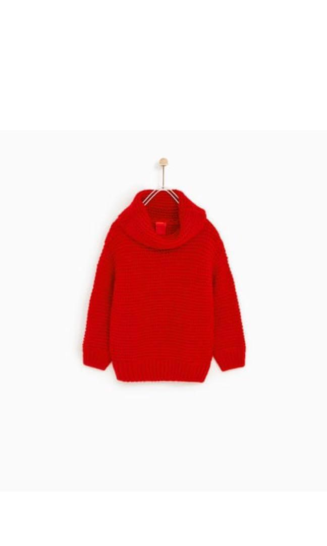 Zara chunky knit red Sweater with ...