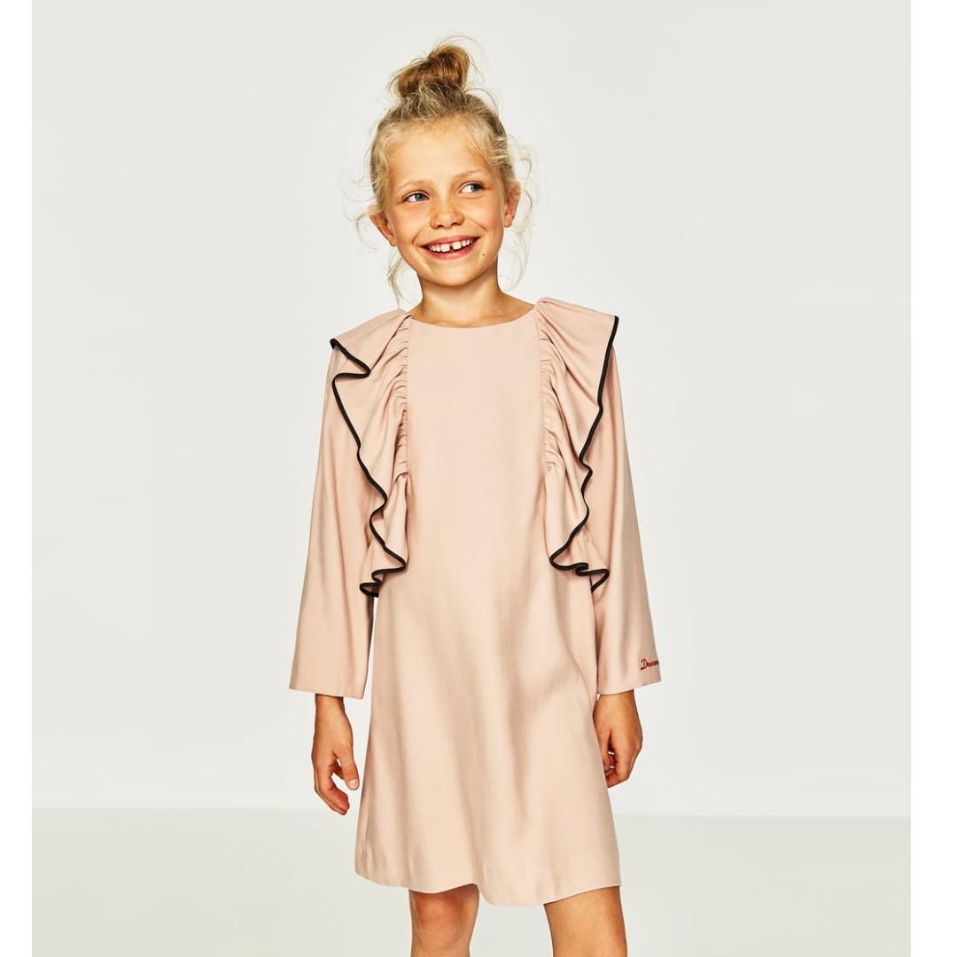 pink ruffle dress zara