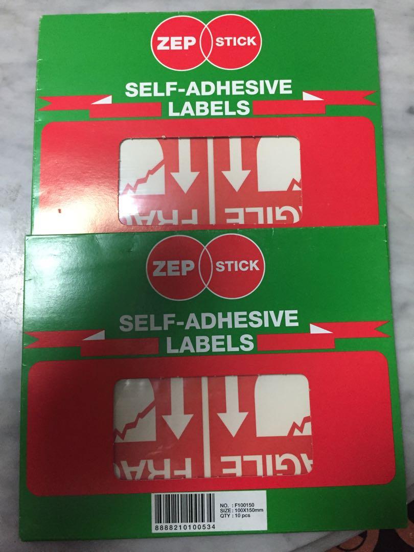 Zep stick brand-self adhesive labels 14 pcs fragile-handle ...