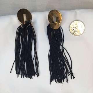 Bershka Gold w/ Black Fringe Earrings