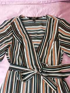 Forever21 Stripe Surplice/ Wrap Midi Dress