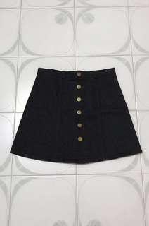 Black denim skirt