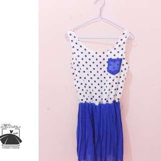 Blue white polkadot dress