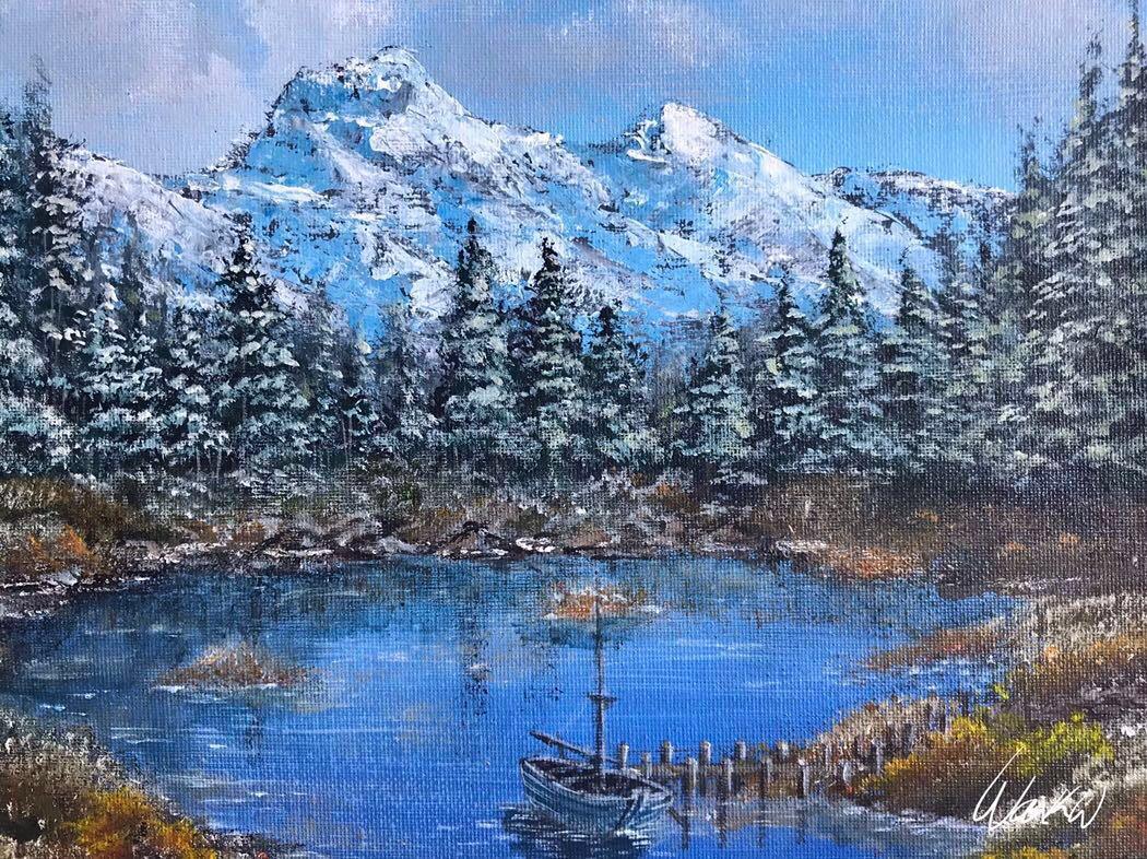 A3 Size Acrylic Artwork Inspiring Landscape Painting In Canvas