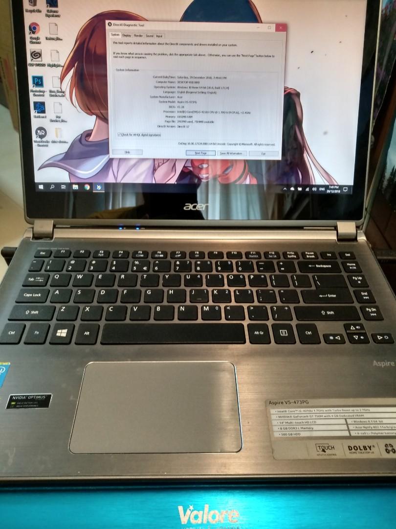 Acer Aspire V5 473pg W Touchscreen Nvidia Geforce Gt 750m Electronics Computers Laptops On Carousell