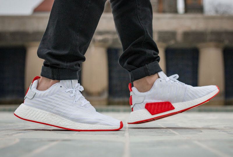 nmd white with red