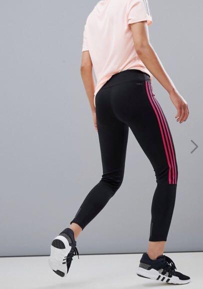 adidas leggings with pink stripes