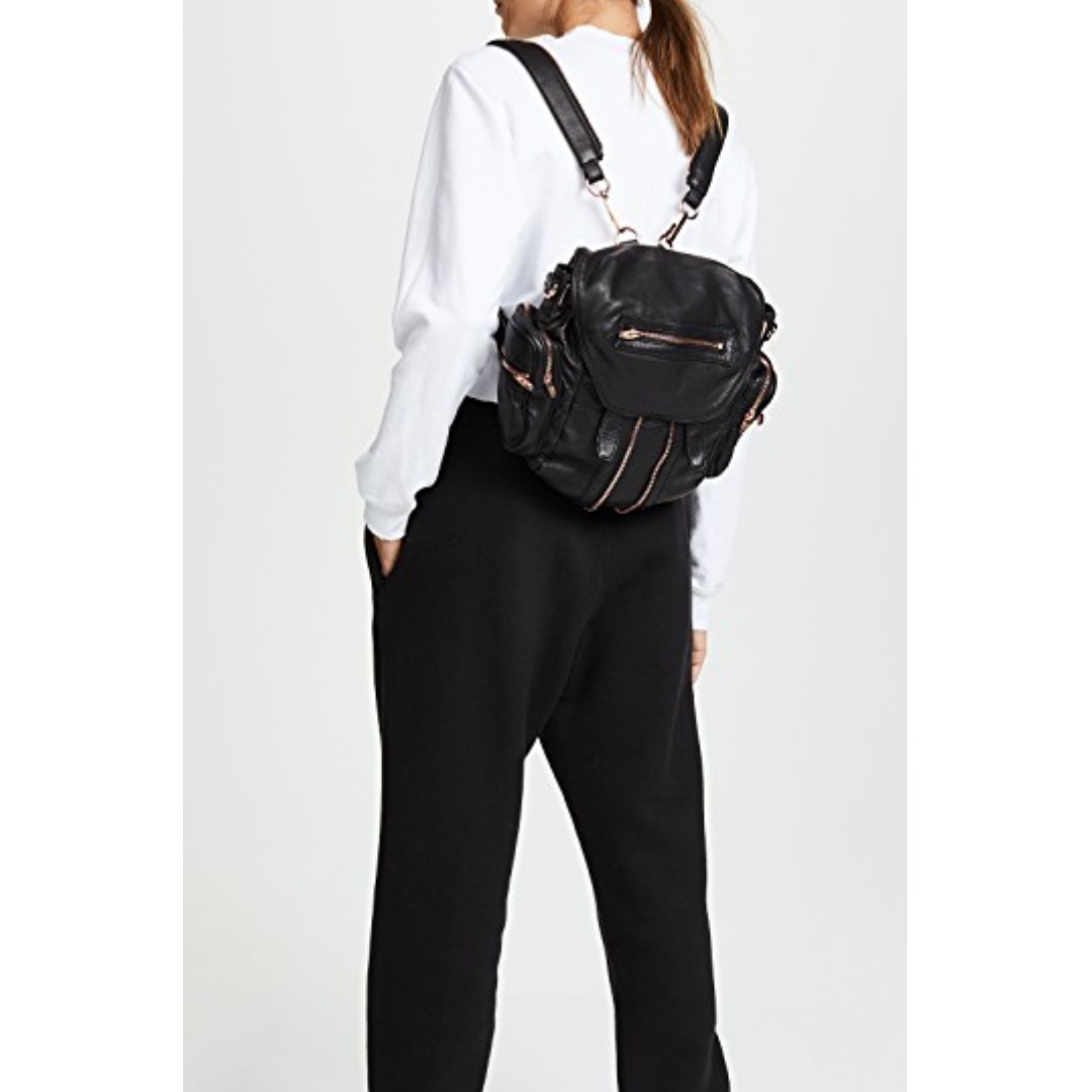 Alexander Wang MINI MARTI BACKPACK IN WASHED BLACK WITH ROSE GOLD