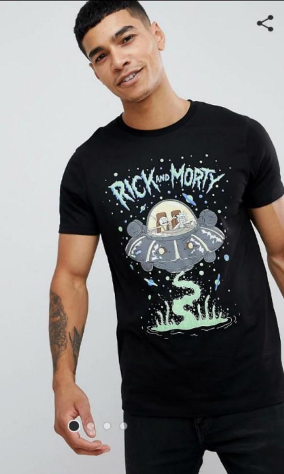 Asos Design Rick And Morty T Shirt Men S Fashion Clothes Tops On Carousell