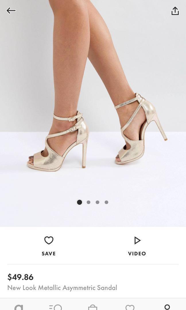 gold heels new look