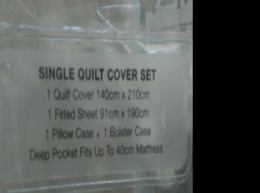 Bedlinen in Tencel - Single (Category: Bed Frames & Mattresses) located in Singapore. Submitted by quintet (Listing ID 207246154, Image 3). Description: Lightly used for about 3 months in guest room. Selling as I upgraded to super single bed. Smooth and soft material. Comes with bedsheets, 1 pillow, quilt cover and bolster case. Sold separately - quilt $29.90 bedsheet, pillow case and bolster case $29.90 Full set at $50. Will update with real lif