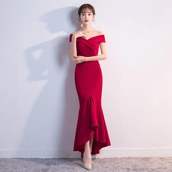 burgundy dinner dress