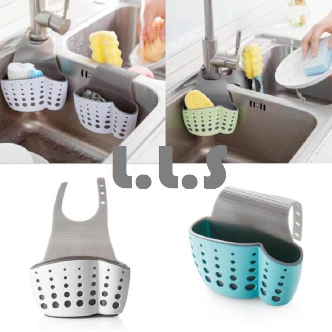 Kitchen Sink Dish Washing Sponge Holder Rack Strainer Drainer