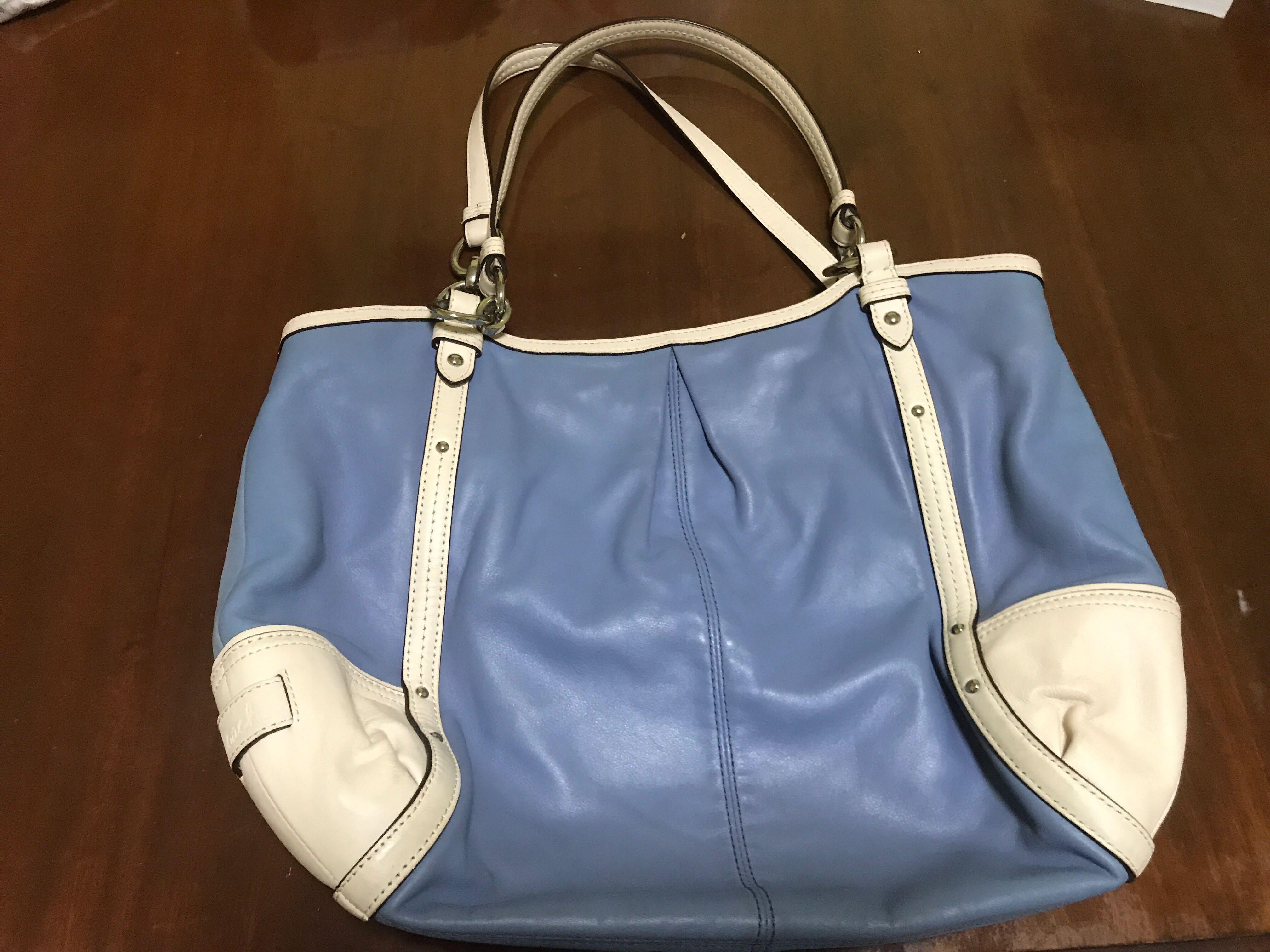 coach blue white bag