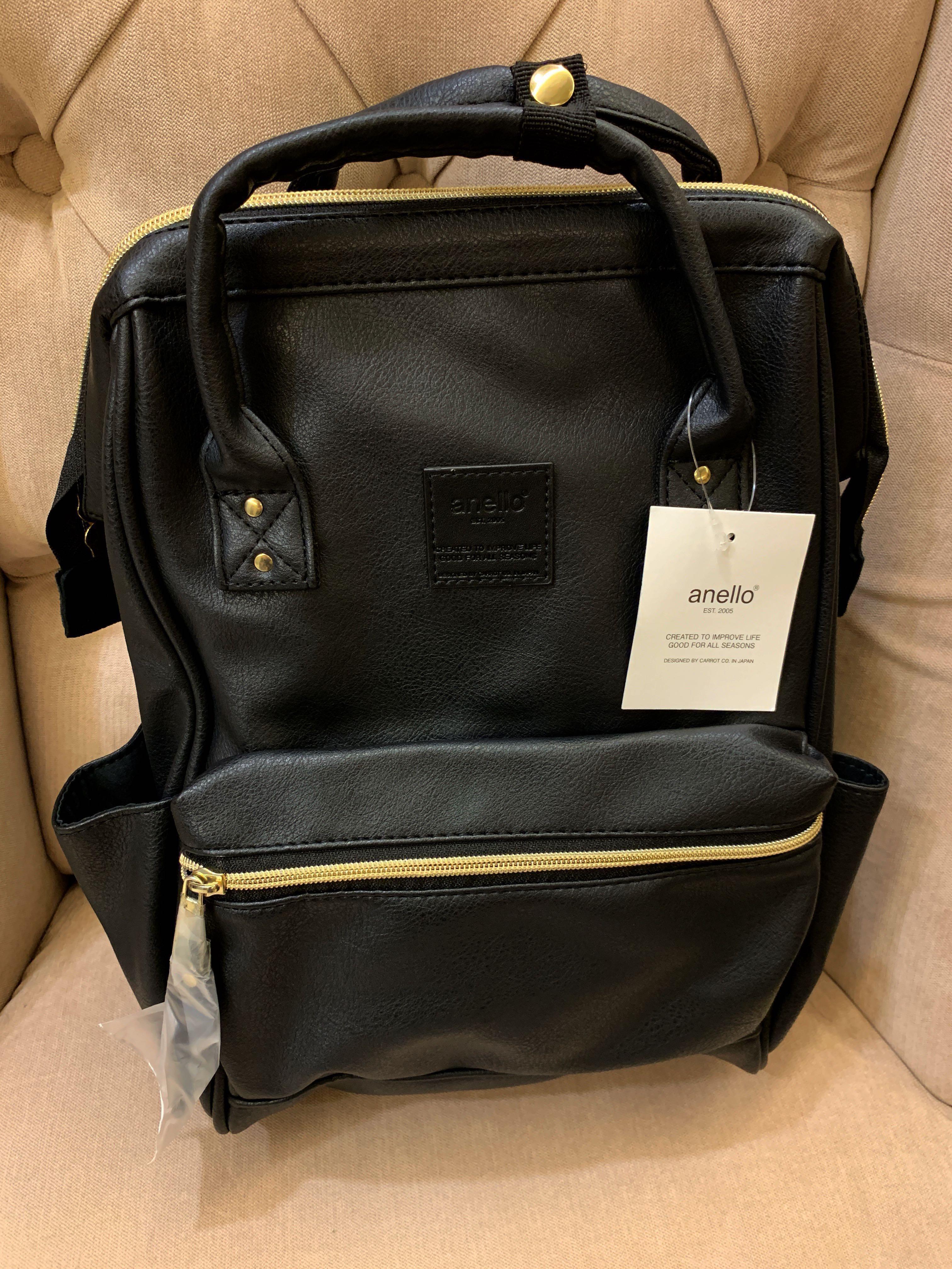 anello bag black leather