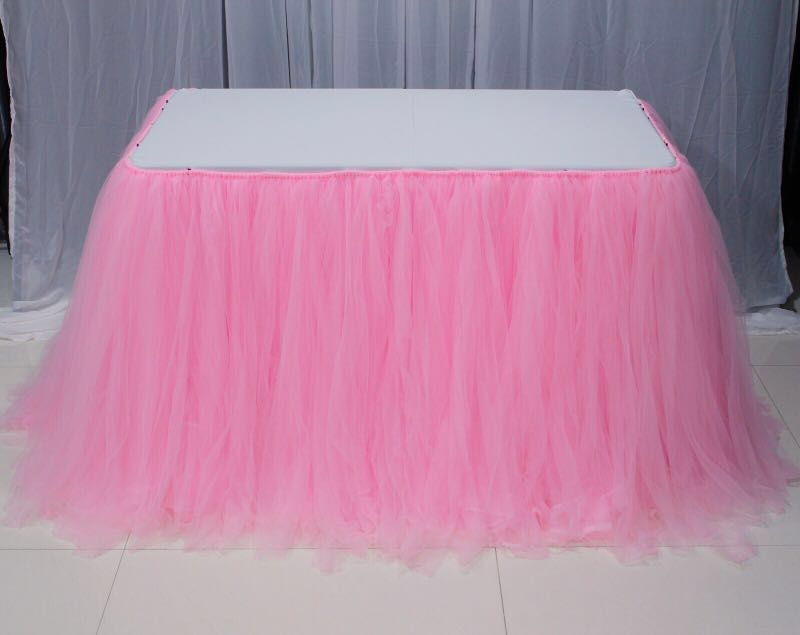 pink tulle skirt for table