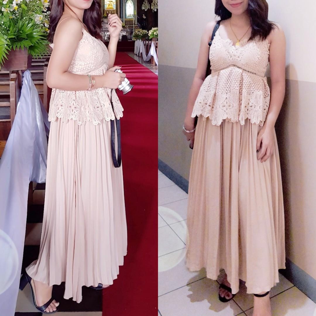 self portrait beige dress