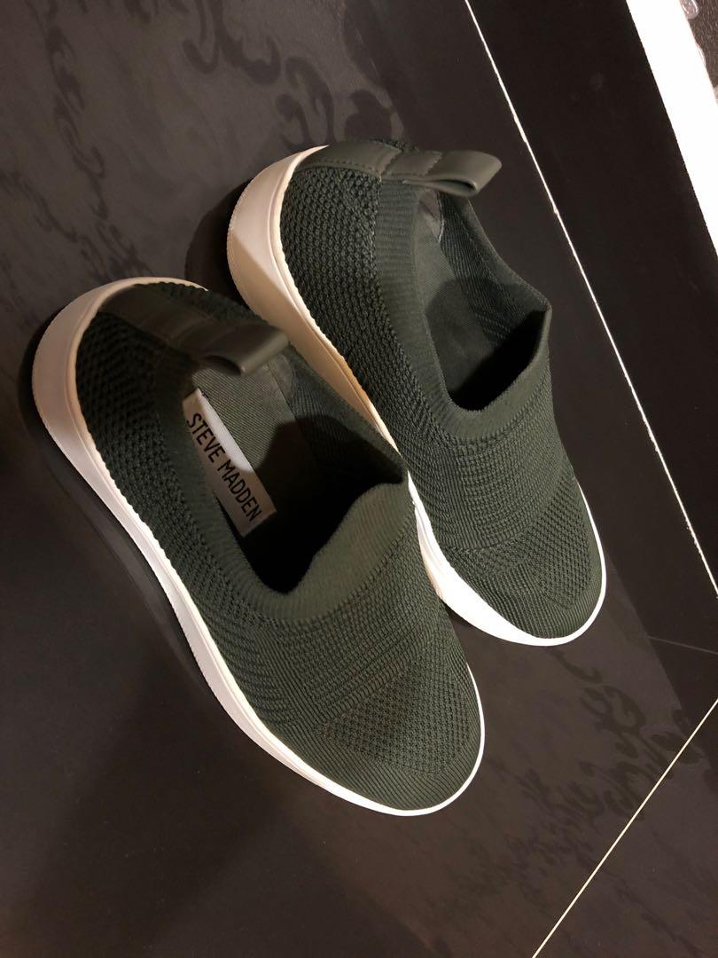 Steve Madden Slip on Platform Shoes Olive Green Women s Fashion Footwear Sneakers on Carousell