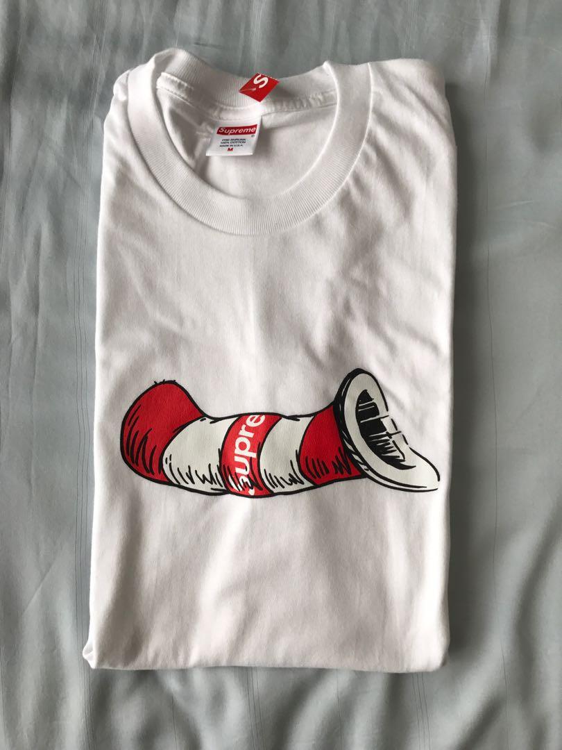 Supreme Cat In The Hat Tee White Men s Fashion Tops Sets