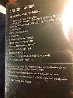 Samsung Galaxy Note 9 128GB black new still in wrapper