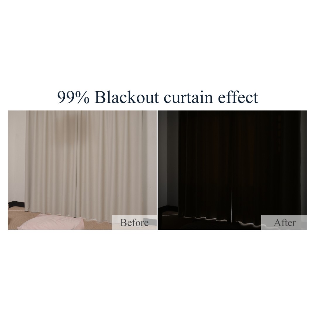 99% Coverage Sunlight Blackout Curtains (Set of 2pcs) -Cream