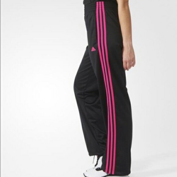 adidas pants pink stripes
