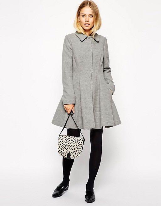 ASOS Dolly Winter Skater Coat Grey