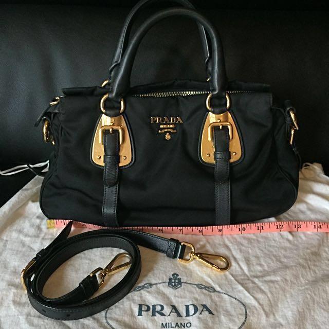 Authentic PRADA Black Nylon and Leather Tote Bag Purse #55570 | eBay