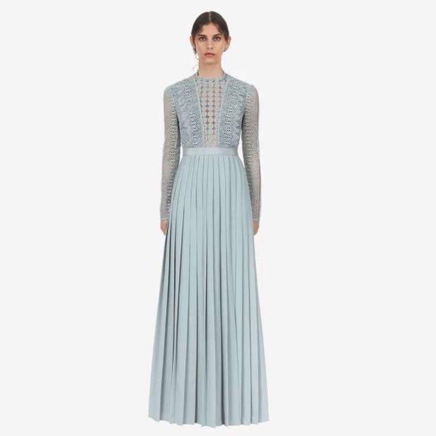 BNWT Authentic Self Portrait Blue Spiral Lace Maxi Dress