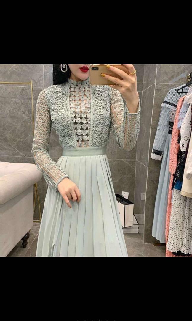 Self portrait spiral top lace maxi dress