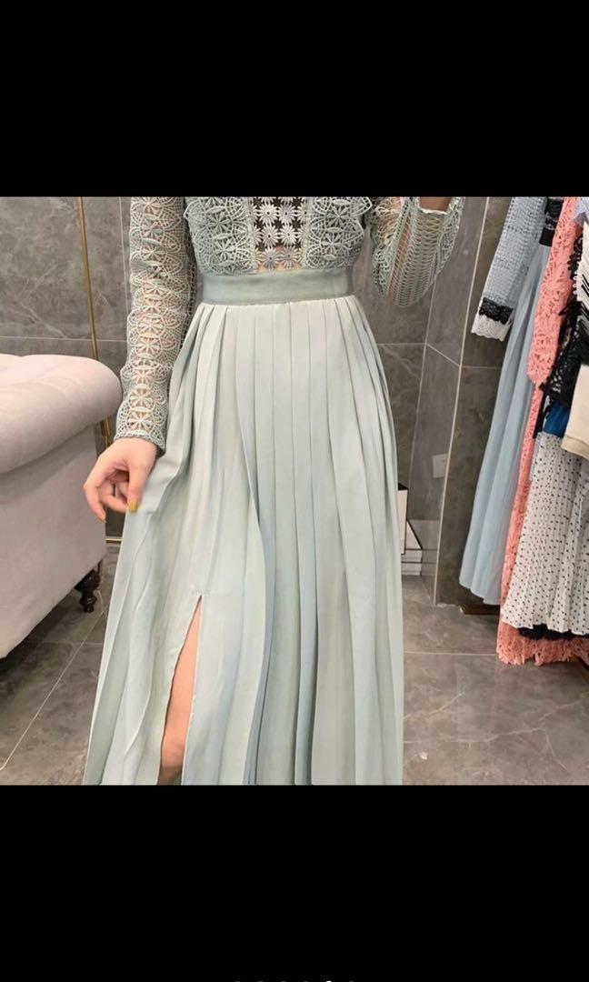 self portrait spiral lace maxi dress