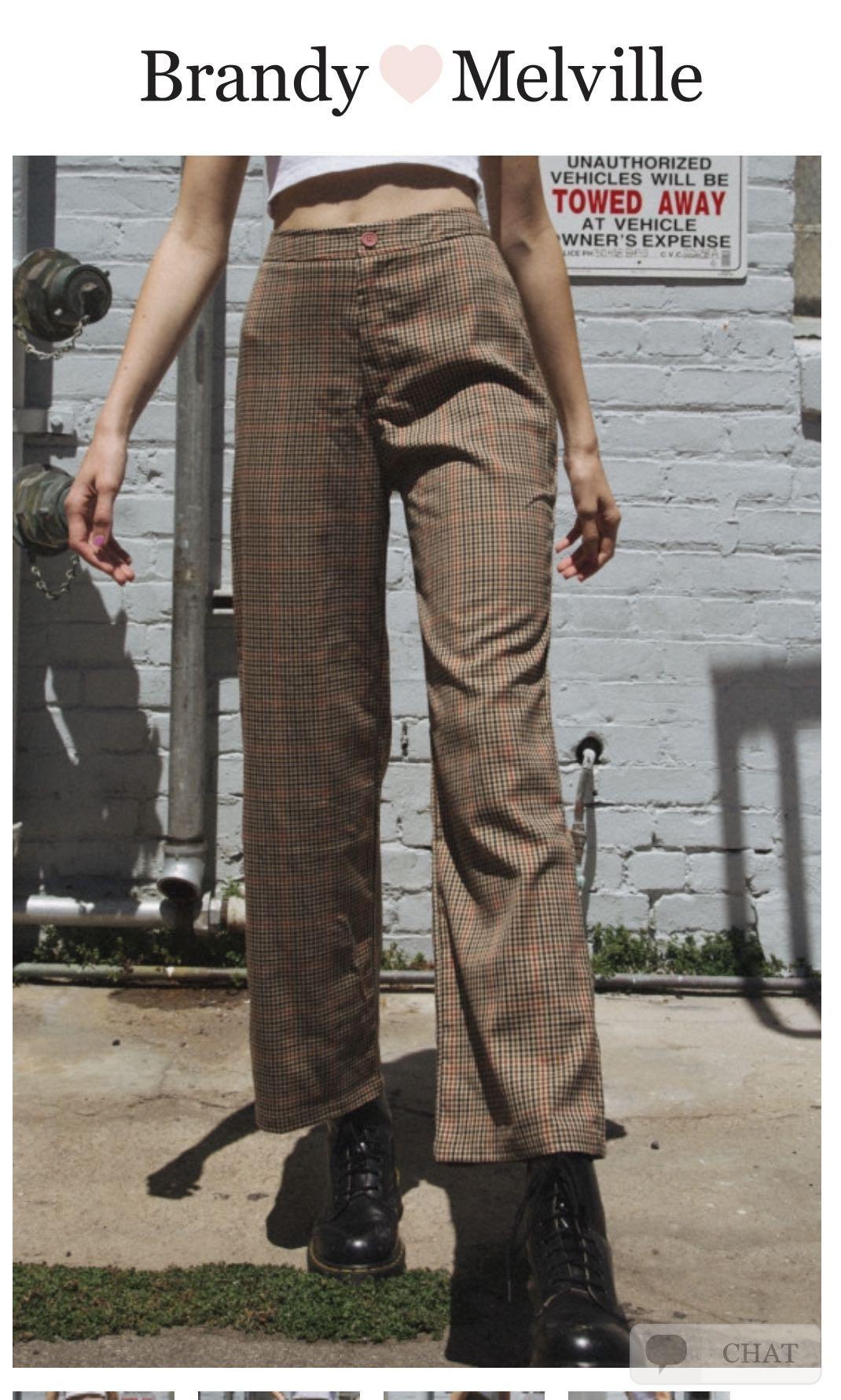 Bnwt brandy Melville brown plaid Valentina pants authentic bm