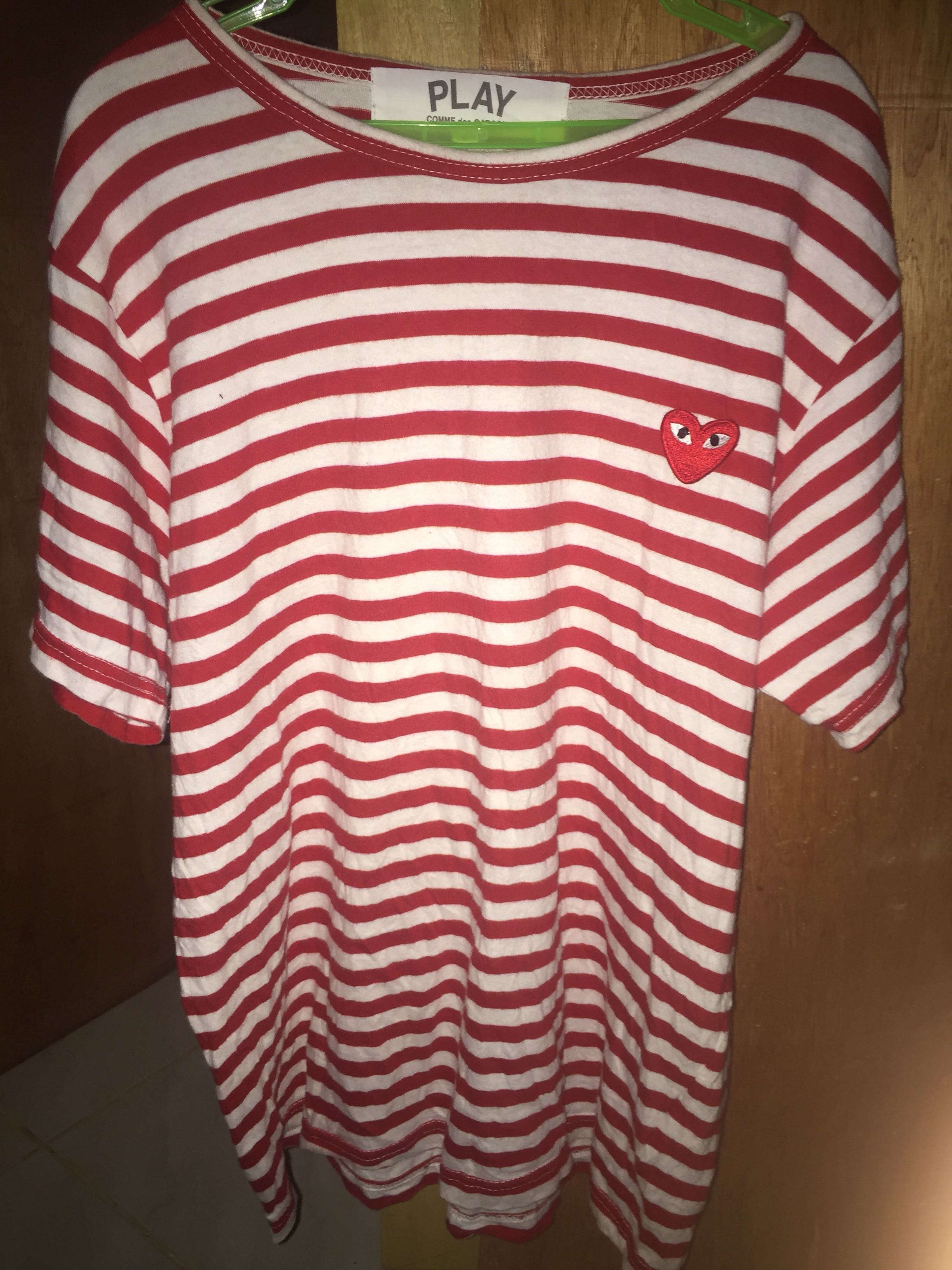 cdg play striped short sleeve
