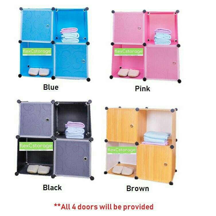 DIY stackable cube storage wardrobe (4 cubes), Furniture & Home