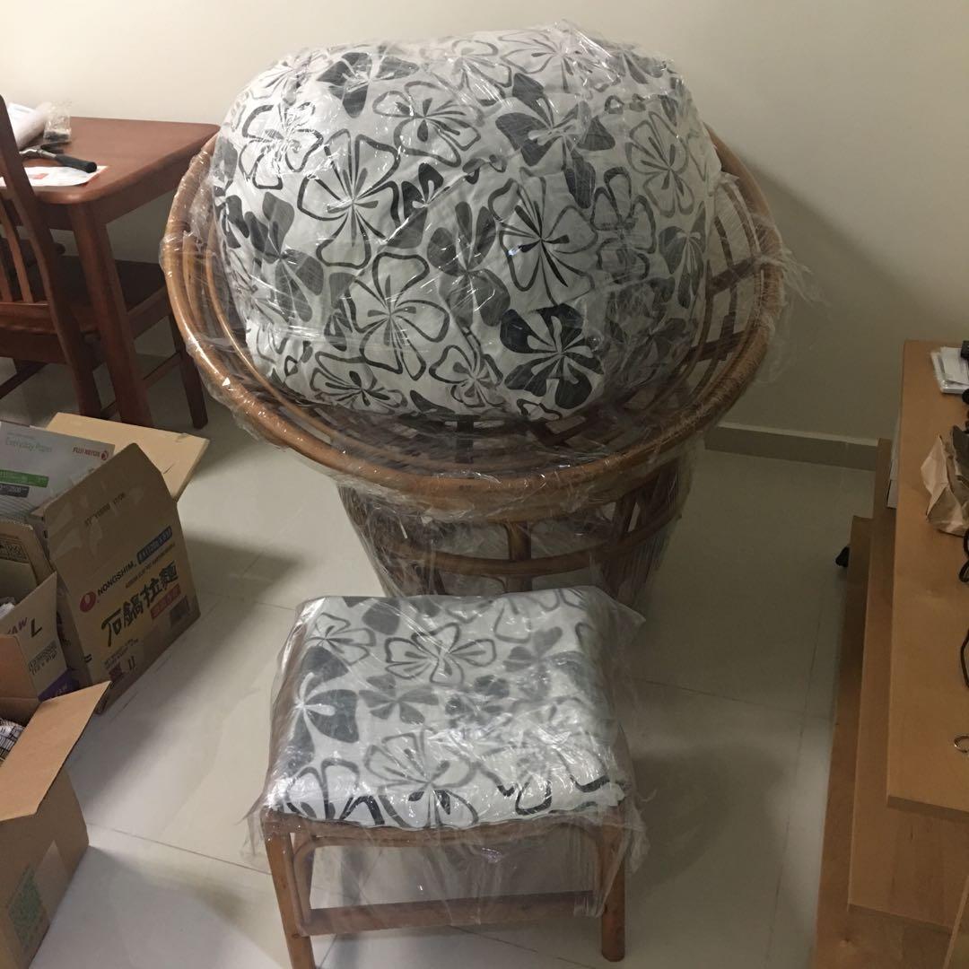 Full Set Rattan Lounge Chairs with Foot Rest, Furniture & Home Living