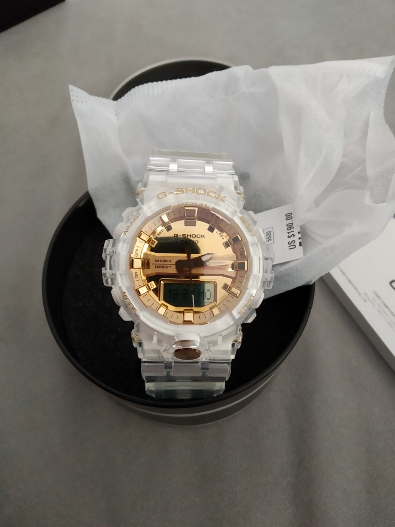 G shock 35th anniversary glacier gold ga 835e 7a skeleton clear