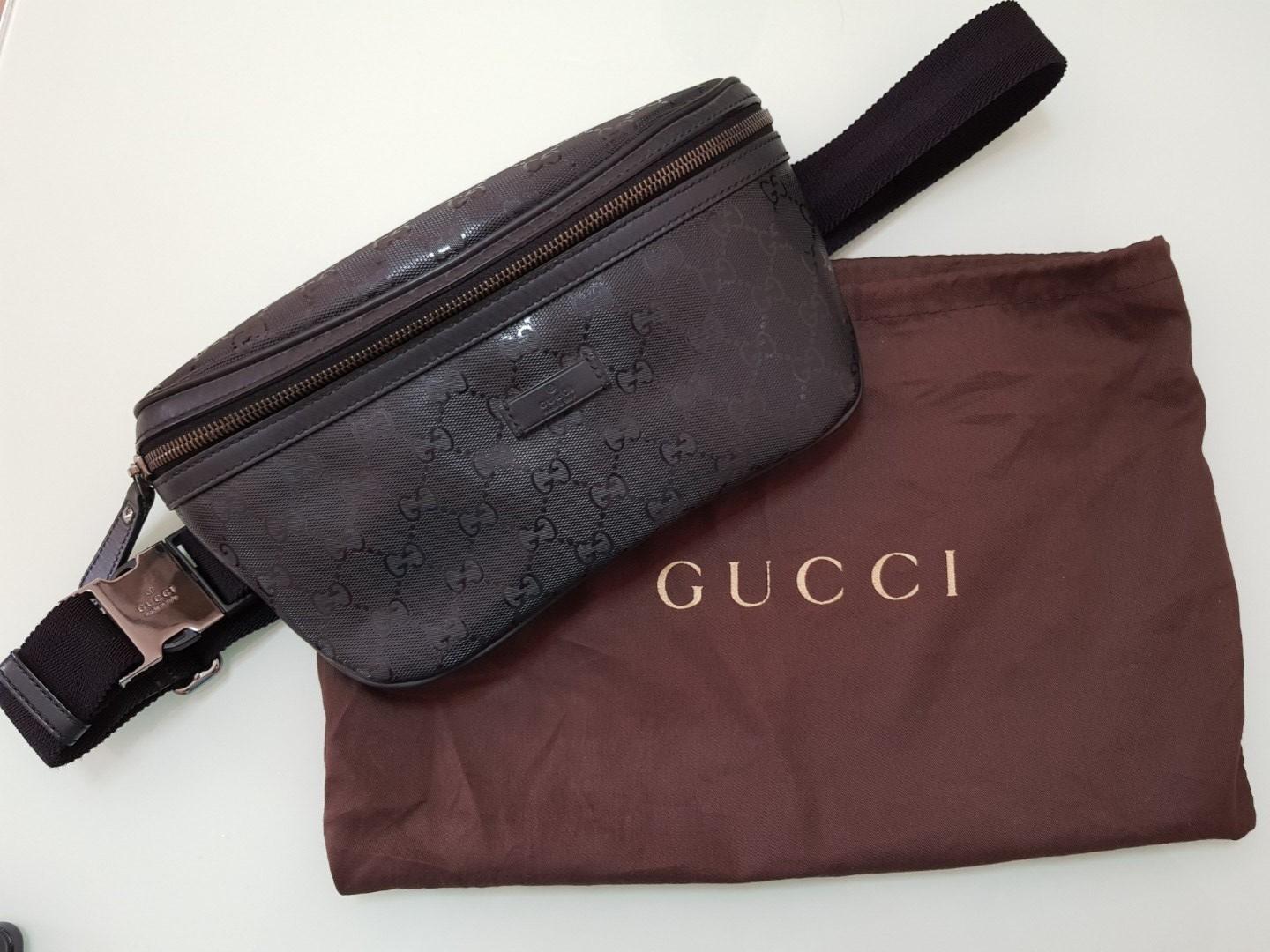 gucci black leather fanny pack